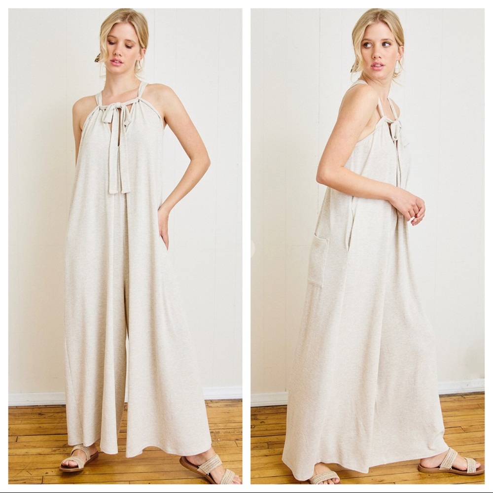 Fabulous Boho Chic Tie Shoulder wide leg jumpsuit - Picture 3 of 10